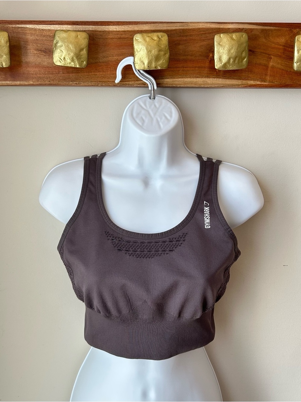 🟢 5 for $25 🟢 Gymshark Sports Bra Seamless Strappy Crop Top Taupe Mauve Size M